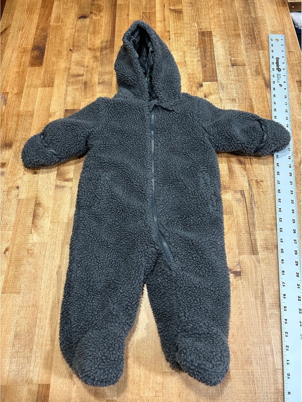 Rothschild Baby 12M Gray Sherpa Fleece Hooded One-Piece Snowsuit